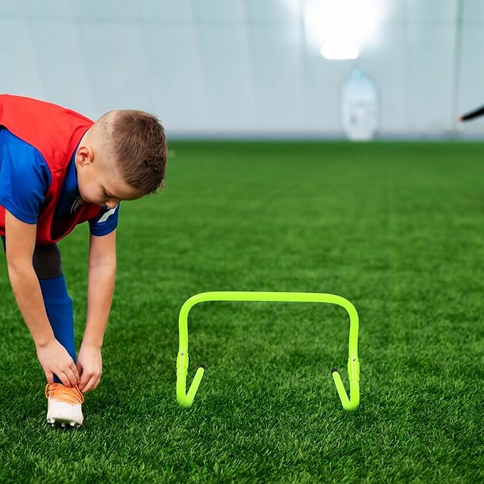 Soccer Training Speed Hurdles Adjustable Height 2-Level PVC Plastic Agility Hurdles Foldable Football Running Accessory for Speed and Agility Drills