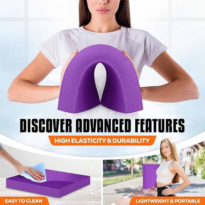 Yes4All Wood Slant board & Balance board (2in1) + Balance Pad XL Purple Physical Therapy, Yoga & Stability Training Balance Mat