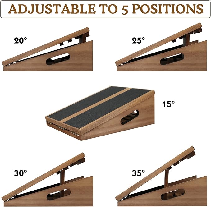 Slant Board for Calf Stretching, Adjustable Wooden Calf Stretcher Incline Board, Wedge Stretcher for Squats, Professional Stretch Board for Knees Ankle Heel Feet Leg