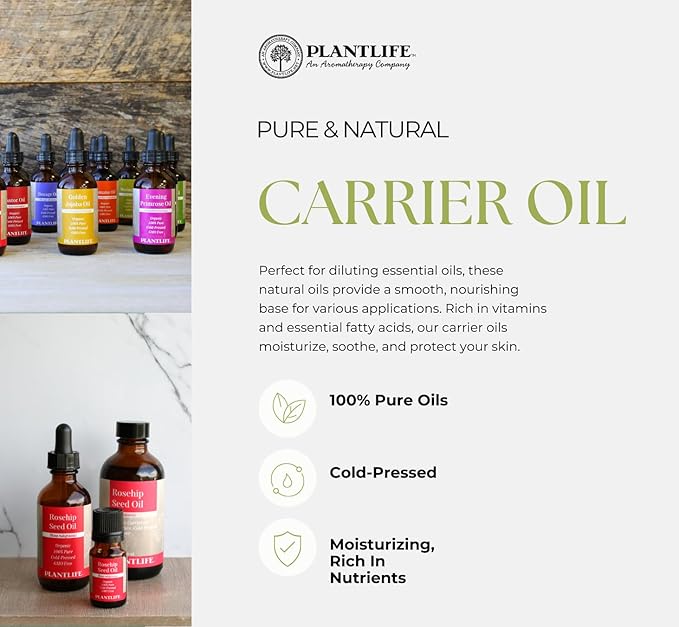 Plantlife Neem Carrier Oil - Cold Pressed, Non-GMO, and Gluten Free Carrier Oils - for Skin, Hair, and Personal Care - 4 oz