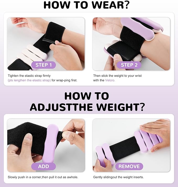 Wrist Ankle Weights for Women Men, Leg Arm Wrist Weights Bangles 1lb*2 2lb*2 Wearable Weights Pilates Weighted Bracelet for Strength Training Walking Swimming Yoga Physical Therapy