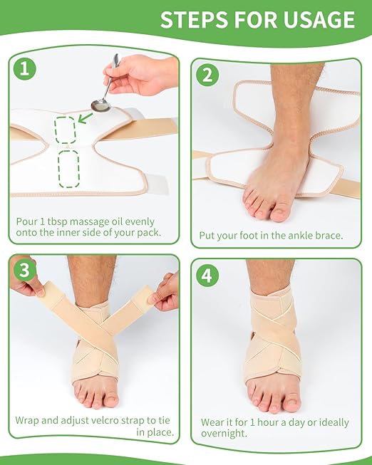 Castor Oil Pack Wrap For Foot Ankle Wrap Foot Wrap For Plantar Fasciitis Relief Foot Pain Relief,Adjustable Breathable Compression Ankle Support,Beige,Size M,Castor Oil Not Included,1 Per Pack