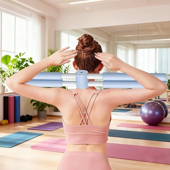 Yoga Stick - Back Alignment Tool, Neck Training Equipment, Spine Straightening Rod, Correction Device, Stretching Fitness Gear | Travel-Friendly Back Stretcher for Sitting, Offices, Home
