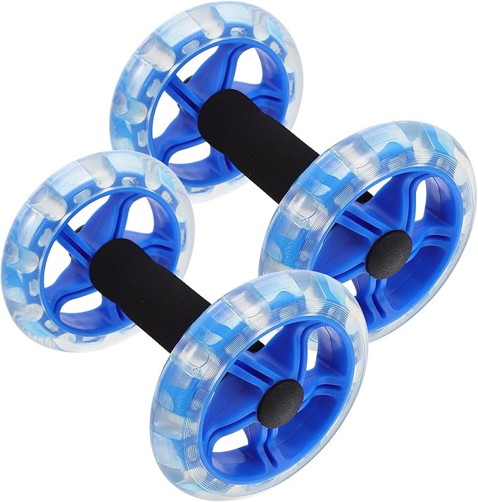 Twin-wheel Fitness Wheel Ab Roller with Sturdy Frame for Core Strengthening and Tummy Shaping Workout, Blue Exercise Device Suitable for Home Gym and Weight Loss Training