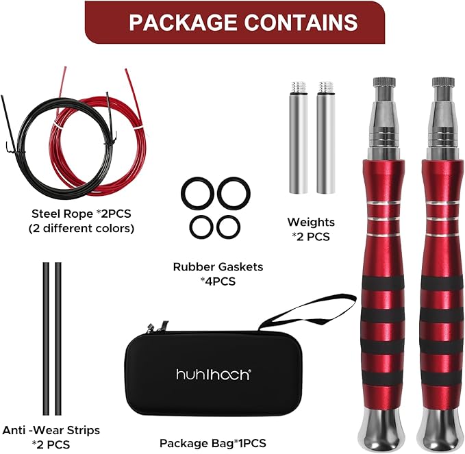 Speed Weighted Jump Rope with Secure Lock Mechanism, 360° Smooth Swivel, Non-Slip Matte Textured Handles, Features 2 Performance Cords for Effective Fitness Workouts