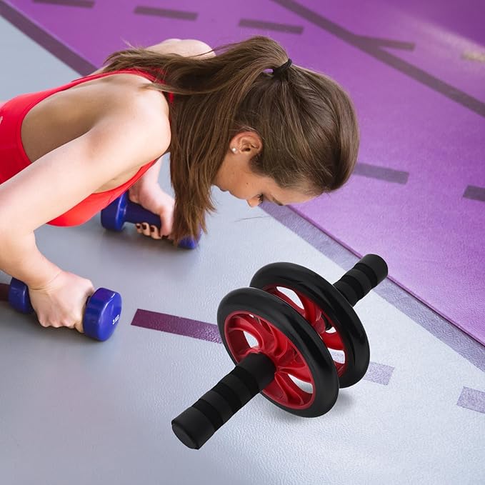 BESTonZON Red Silent Ab Roller Wheel for Core Workout, General Fitness Equipment for Abdominal Muscle Training, Indoor and Outdoor Exercise Wheel for Men and Women