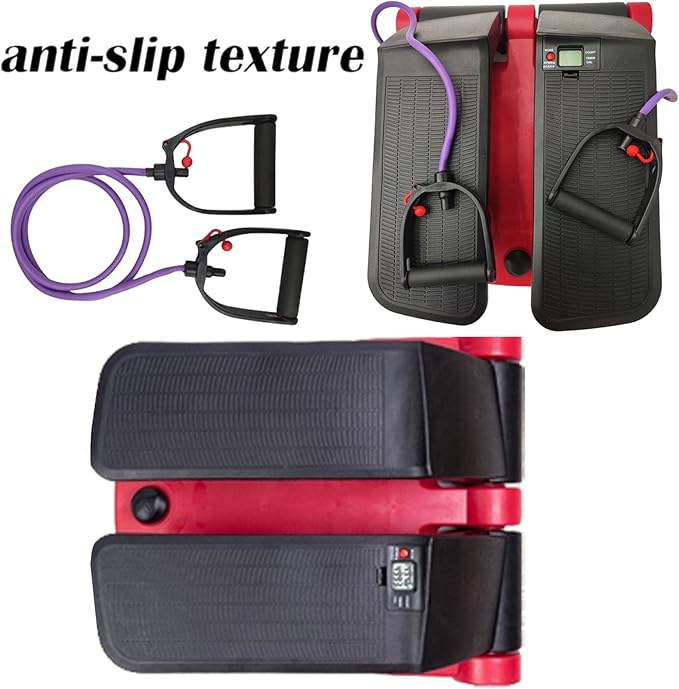 INTBUYING Mini Twist Stepper for Exercise Workout at Home with Resistance Bands Quiet Step Machine Portable with LCD Monitor and Non-Slip Pedals for Gym Home