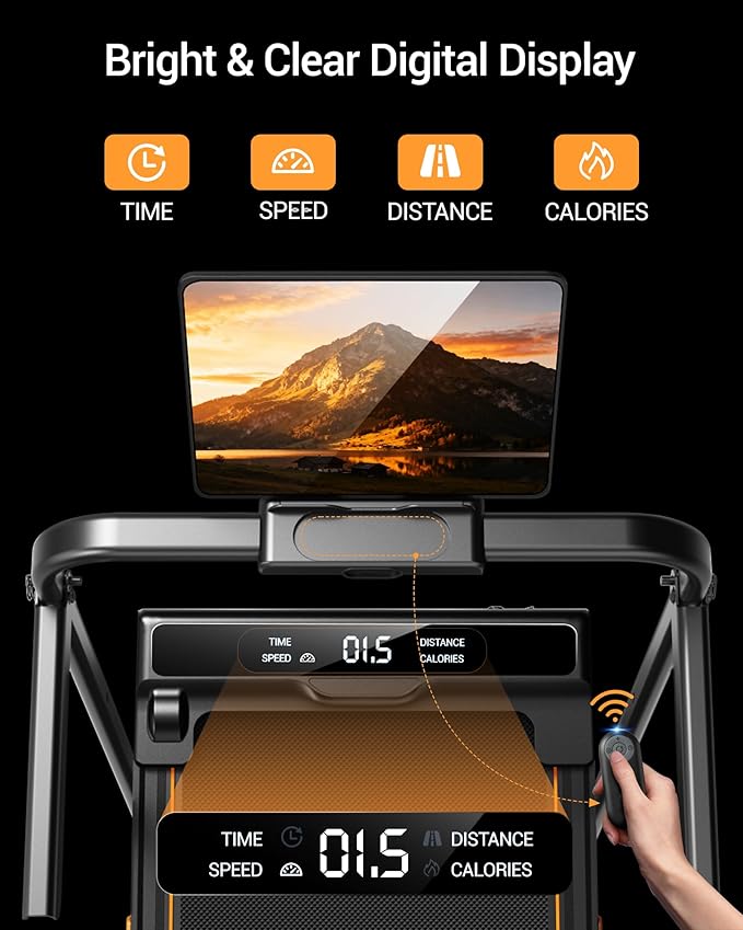 3 in 1 Walking Pad Treadmill with 16% Incline, Folding Treadmill with Handle Bar, Portable Treadmills for Home Small, 330 Lbs Capacity