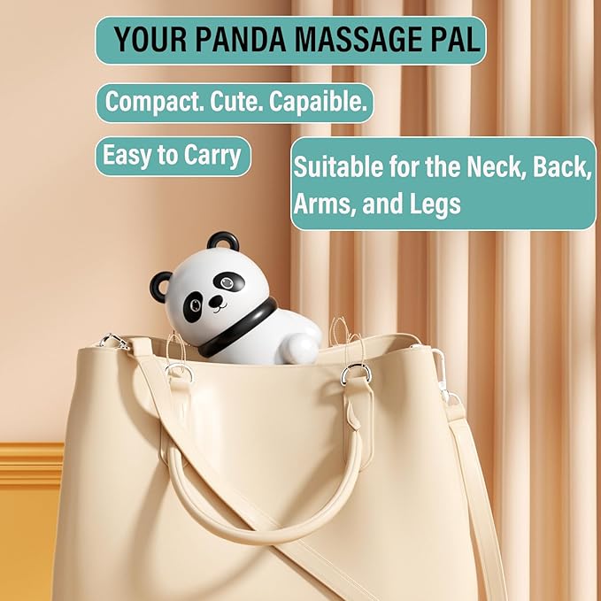 Mini Handheld Massager, Small Handheld Massager for Whole Body, Shoulders, Neck, Back, Leg, Pain Relief & Relaxation - Panda Gifts (White)