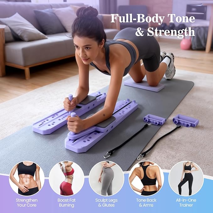 Nicoler Portable Pilates Reformer Set- Pilates Board 8-in-1 Multi-Functional Pilates Equipment