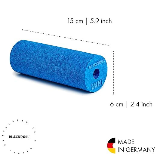 BLACKROLL - Mini Foam Roller, Massage Tool for Feet, Hands, and Arms, Ideal for Travel Size and Targeted Myofascial Release, for Exercise, Massage, and Muscle Recovery, 6" x 2", Azure