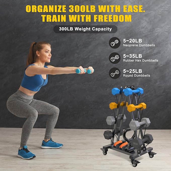 Kipika Heavy Duty 3 Tier Dumbbell Rack Multifunctional, Weight Rack for Dumbbells, Home Gym Equipment, Suitable for Storage of Dumbbell, Kettle Bell, Barbell Plate, Barbell Bar