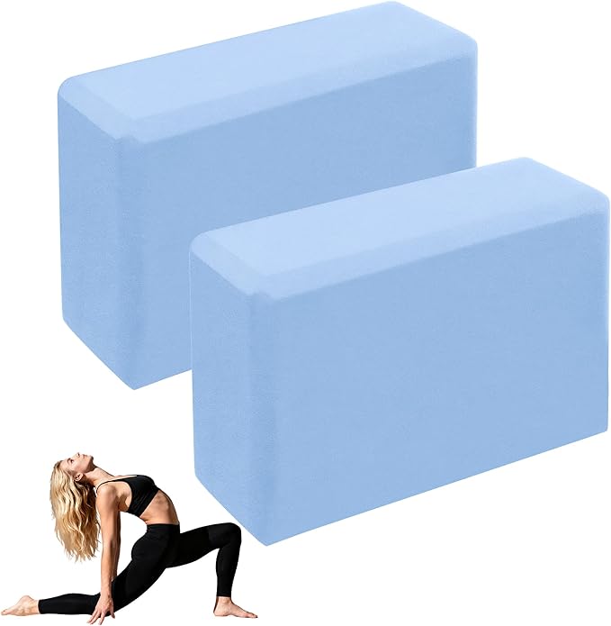 Leikefitness Yoga Blocks 2 Pack,Lightweight-High Density Eva Foam Soft Non-Slip for Yoga, Pilates, Meditation 9"×6"×3"