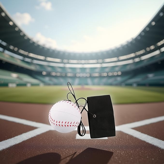 White Wrist Return Ball, 2.36 Inch Sports Wrist Balls on a String, Rubber Rebound Bouncy Wristband Balls on Elastic String Sports Reaction for Wrist Exercise or Play Ball Pit (Baseball)