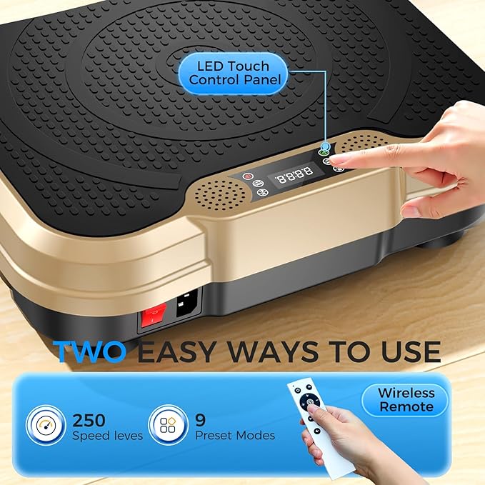Vibration Plate Exercise Machine,Vibration Plate for Lymphatic Drainage Power Vibration Plate Machine Support 450 Lbs 250 Adjustable Speeds,Vibrating Plate Shake Plate Weight Loss