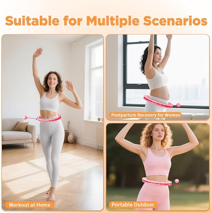 65 Inch Adjustable Fitness Waist Hoop – 32 Detachable Links, Quiet Non-Drop Fitness Tool for Adults Weight Loss, Plus Size Exercise Hoop for Women & Beginners