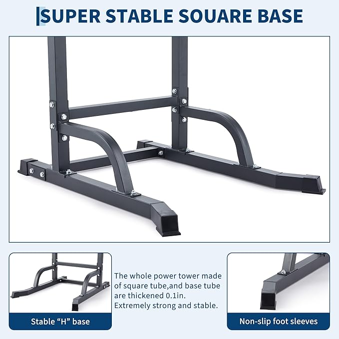 Multifunction Pull Up Bar Dip Station for Home Gym, Adjustable Height Power Tower, 880LBS Capacity Strength Training Equipment for Full Body Workout, Indoor Fitness Chin Up Bar for Men Women
