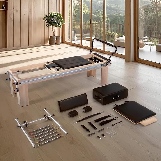 Pilates Reformer,Pilates Reformer Equipment with Reformer Accessories, Reformer Box, Padded Jump Board, Reformer Pilates Machine for Home Workouts