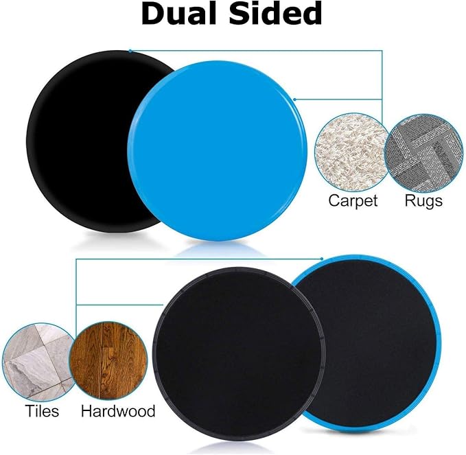 Runee Gliding Disc Sliders for Fitness and Training Workout - Dual Sided Core Sliders for Multipurpose Use - 2 Discs for Ultimate Full Body Workout at Home or Travel