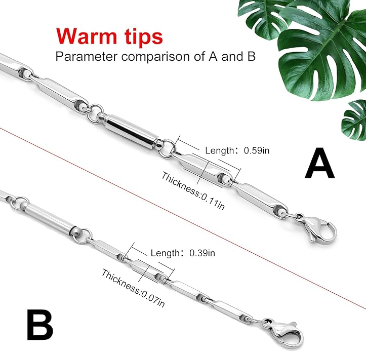 JEROOT Titanium Steel Magnetic Necklace for Women Men Unisex, 6 Ultra Strength Column Magnetic Necklace for Neck Shoulder and Back, Necklace with Jewelry Gift Box