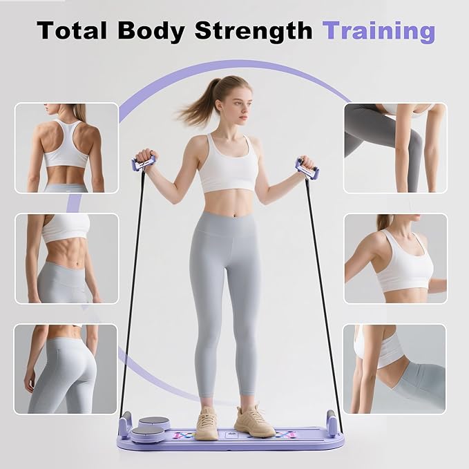 6 in1 Pilates Board, Multi-Purpose Pilates Reformer Set, Foldable Abdominal Board, Pilates Reformer Board for Home, Workout Equipment, Abs Workout Equipment, Core Workout Equipment