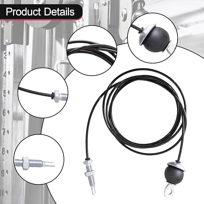 Gym Replacement Cable 6mm (1/4 inch) Steel Wire Rope for Pulley System, Strength Training Cord Fitness Equipment Attachment- 2M