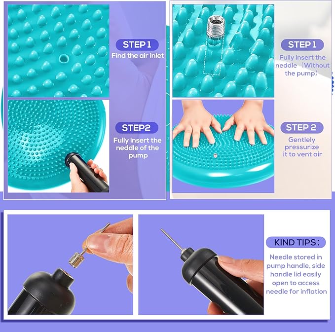 Meooeck 8pcs Hedgehog Balance Pods with Hand Pump Including 1 Balanced Pad, 3 Balance Pods, 4 Spiky Massage Balls for Body Balancing, Sensory Play for Adult Dog Exercise Stability