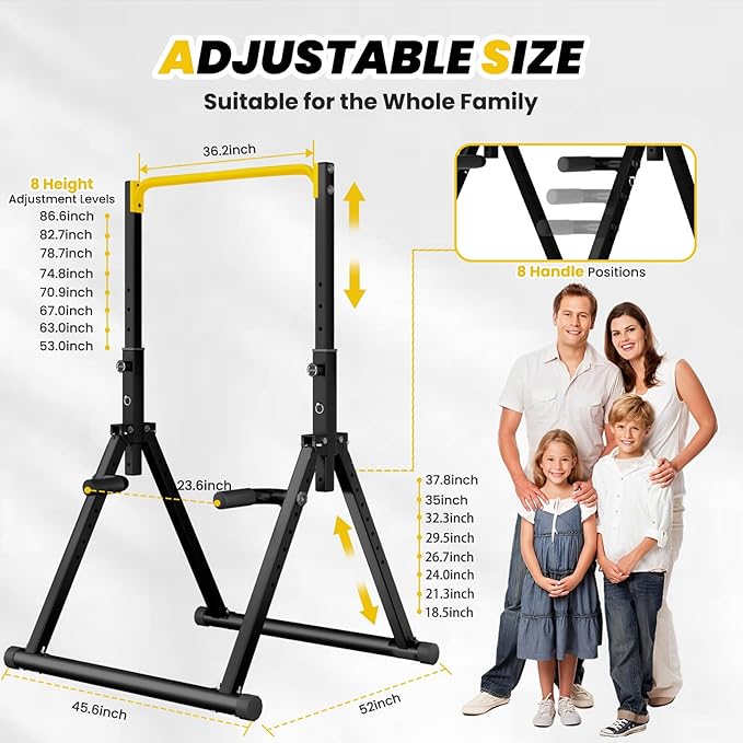 DOBESTS Power Tower Pull Up Bar Free Standing, Adjustable Foldable Pull Up Station, Home Gym Strength Training Equipment 700LBS