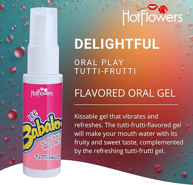Hotflowers Babaloo Oral Ice Flavored Body Gel – Water-Based Cooling Massage Gel, Edible & Refreshing, Unisex Relaxation Formula – 15g Each (Tutti-Frutti)