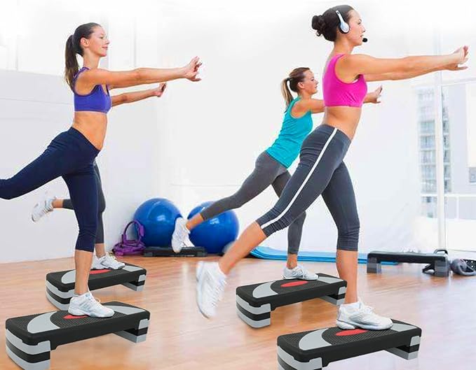 LEMY Adjustable Workout Aerobic Stepper, Exercise Step Platform for Home, Fitness, Gym, Strength Training