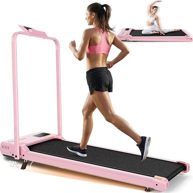ANCHEER Walking Vibration Pad with 12% Incline & Handles,6 in 1 Foldable Under Desk Treadmill,350LBS Capacity/2S Folding/Low Noise Vibration Treadmills for Home/Office,8 Modes Control