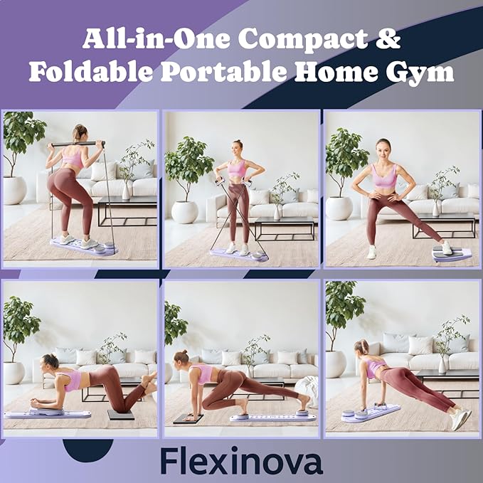 Reformer Pilates Board - Multi Functional Pilates Board - Home Workout Pilates Kit - Reformer Set for Home - Abs Trainer - Resistance Bands