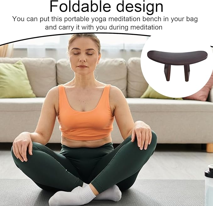 Meditation Kneeler Stool – Wooden Prayer Seat, Low Profile Yoga Bench, Supportive Comfort Design | Stable Base Craft, Calm Postures Aid for Buddhist Practice Mindfulness Rituals