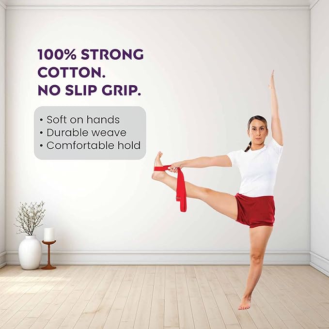 Yoga Strap - Adjustable D-Ring Buckle Yoga Belt for Pilates, Gym Workouts, and Physical Therapy | Improves Sitting Posture for Women & Men