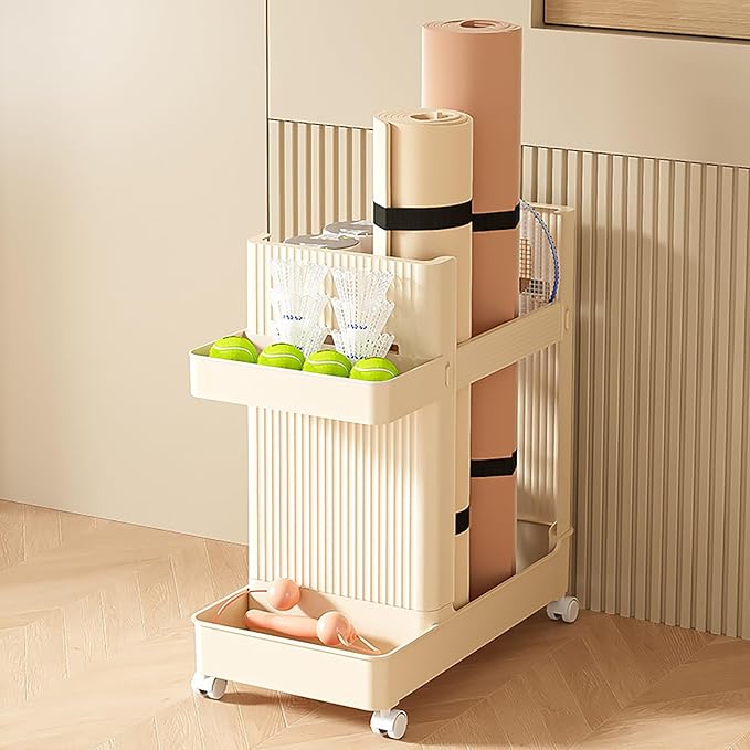 Yoga Mat Storage Racks, Home Gym Storage Rack with Wheels, Weight Cart Stand Small Gym Racks Yoga Racks, Dumbbell Weight Rack Workout Equipment Storage for Gym Fitness Organizer
