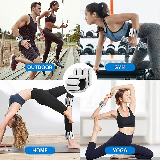 Ankle Weights for Women and Men, Adjustable Wrist Weighted Training Bracelet for Home Gym Workout, Strength Training Walkin Running, Foot weights for exercise,2pc on Set