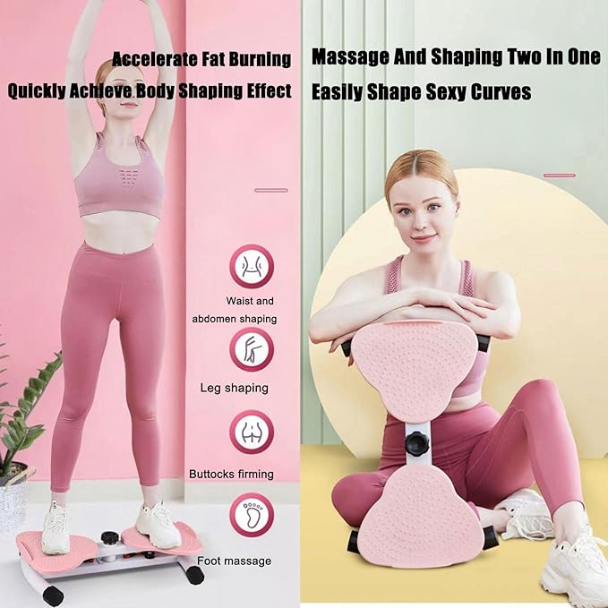 Waist Twisting Machine, Waist Sculpture Twister, Waist Whisper with Drawstring Body Shaping Waist Twisting Disc Exercise Waist Twisting Board Massage Foot Sole for HomeBlue,12x53x33cm