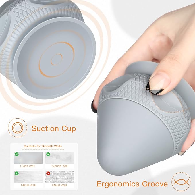 Trigger Therapy Tool with Suction Cup Manual Massage Kit to Relieve Muscle Pain and Tension - Legs Grey (2PCS)