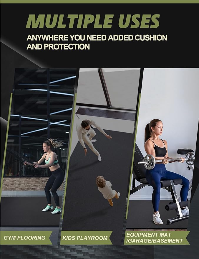innhom Large Exercise Mat 6'x4'/7'x5'/8'x6'/9'x6'/10'x6' Workout Mat Gym Flooring for Home Gym Mats Exercise Mats for Home Workout Thick Floor Mat for Fitness