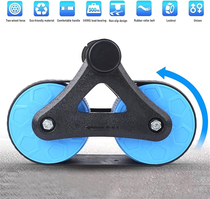 Springback Wheels Roller Abdominal Exerciser Blue Mute Fitness Equipment for Home Gym Core Strength Training Ab Roller Wheel with Knee Pad Accessories