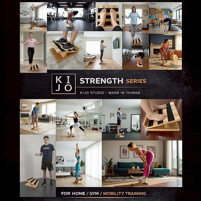 16-Level Adjustable Wooden Slant Board for Squats – 550 lbs Heavy Duty Squat Wedge for Weightlifting & Ankle Mobility – Incline Board for Calf Raises & Leg Day Training【Made in Taiwan KIJO Studio】