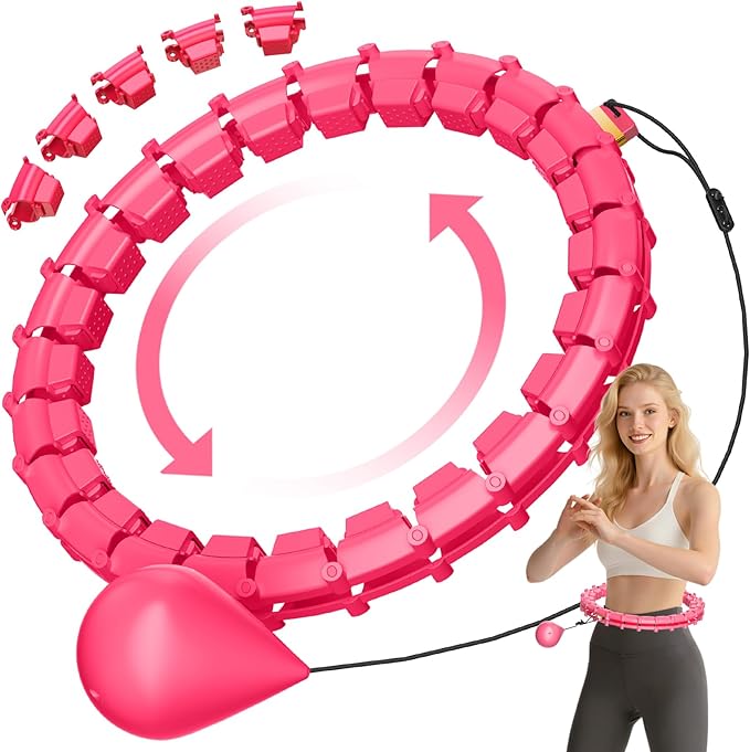 Plus Size Silent Weighted Hula Infinity Fitness Detachable Hoops 65-Inch 32 Knot, Smart Noiseless Infinity Hula for Women, Waist and Abdominal Home Weight Loss Exercise Fit Hoop