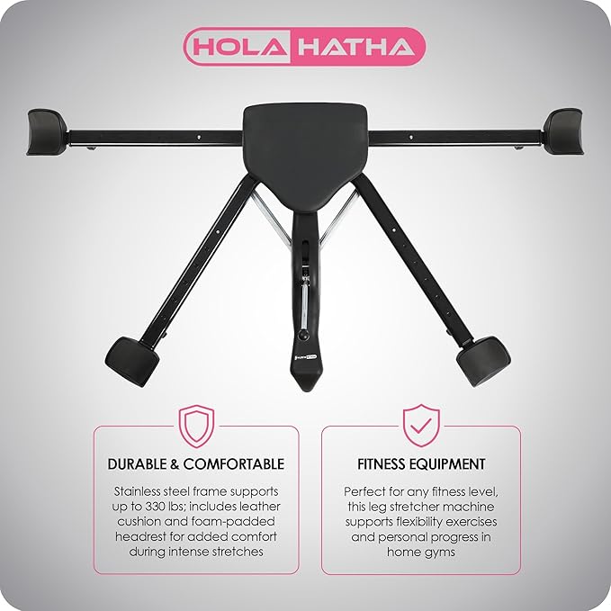 HolaHatha Leg Stretcher Split Machine for Full Split Flexibility Training, Adjustable Stainless Steel Dance Exercise Equipment for Home Gym, Black