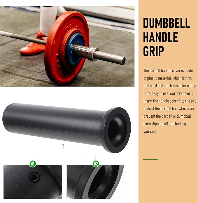 PartyKindom Barbell Sleeve Attachment Pp Plastic Flat Head Handle Grip 50mm X 200mm Anti-Slide Barbell Handlebar Cover for Strength Training Fitness Equipment