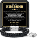 LUXEJEW Gifts for Men - Beaded Leather Bracelet 6mm Matte Agate Stone Bracelets for Men Dad Son Husband Boyfriend Grandpa Grandson Brother Uncle Nephew Adjustable Magnetic Clasp