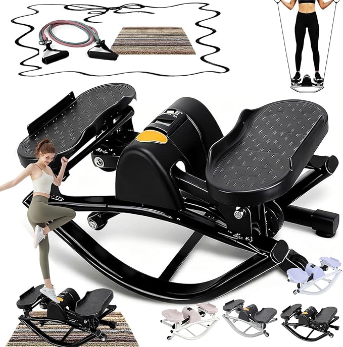 Rocking Stepper Side to Side Rock Stepper Side to Side Machine Rock Stepper Exercise Machine with Resistance Bands&Led Display, Low-Impact Home Workout Machine for Knees Joints Legs