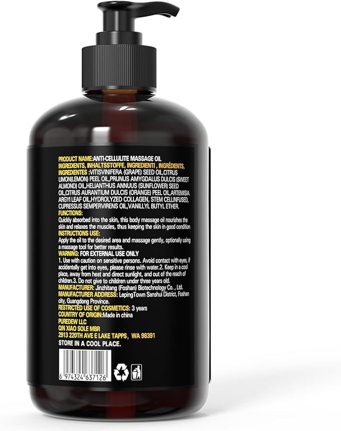 Massage Oil Nourish Your Skin & Senses – Firming Body for Smoothing Cellulite & Improving Texture. Silky, Fast-Absorbing Formula with Collagen & Stem Cell – 8 Fl Oz Aromatherapy Massage
