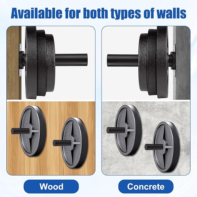 4 Pack Weight Plate Holder, Wall Mounted Weight Rack Storage for 2" Weight Plate, Max Weight Capacity 330 lb with Black Powder Coated for Garage Home Gym Strength Training