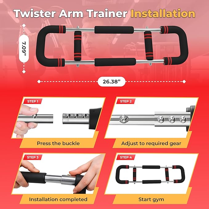 Twister Arm Trainer Adjustable Resistance (30–140 lbs) – Upper Body Strength Trainer for Chest, Arms & Grip, Portable Home Exercise Equipment for Men & Women