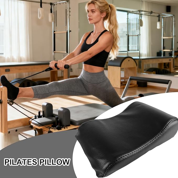 Yoga Bolster Pillow – Sponge PU Leather 25x16.5x7cm 160g | Non Slip Ergonomic Pilates Workout Bolster | Supportive Meditation Cushion for Home Travel Yoga Fitness Office Exercise Gym